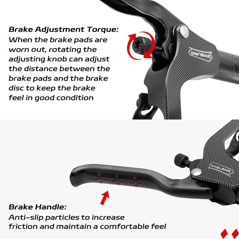 DYISLAND LD-210S Electric Scooter Hydraulic Disc Brakes Set, 2-PIN/Power-Off Hydraulic Brake kit for E-Scooter(R-R Brakes(Black))