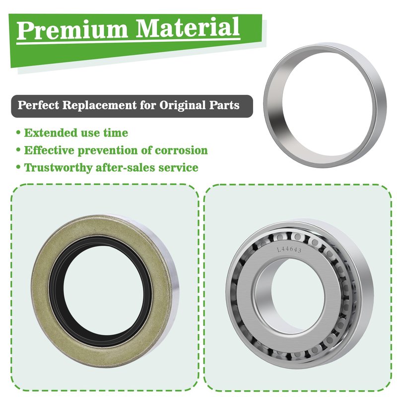 10L0L Golf Cart Front Wheel Hub Bearings & Oil Seals Kits for EZGO TXT 1976-up, Replace Part 50892-G1, 25146-G1 (2 Pack)