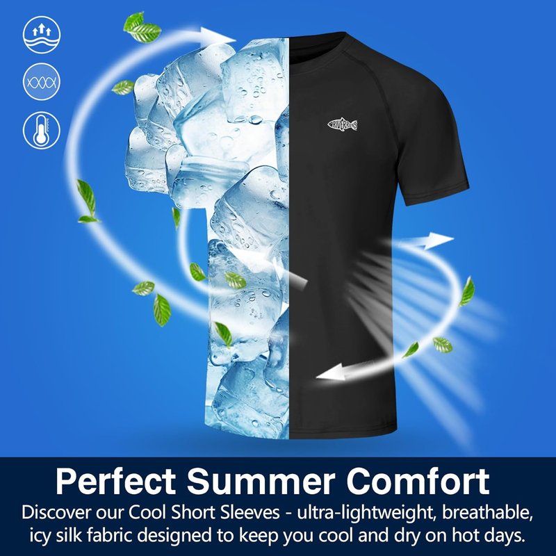 Men's Swim Shirt - UPF 50+ UV Protection Rash Guard | Quick-Dry Athletic T-Shirt for Fishing & Surfing