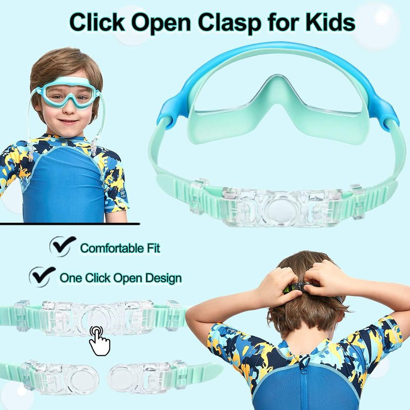 Seago Swim Goggles - Anti-Fog, UV Protection, Wide View | 2 Pack for Kids Ages 3-14