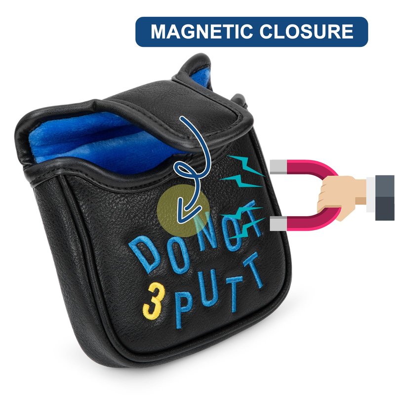 Golf Mallet Putter Cover Golf Putter Headcover with Strong Magnetic Closure Do Not 3PUTT Golf Putter Cover for DF3 Putter & OZ1 MEZZ 1 MEZZ1 MAX Putter (DO NOT 3 PUTT(Black))
