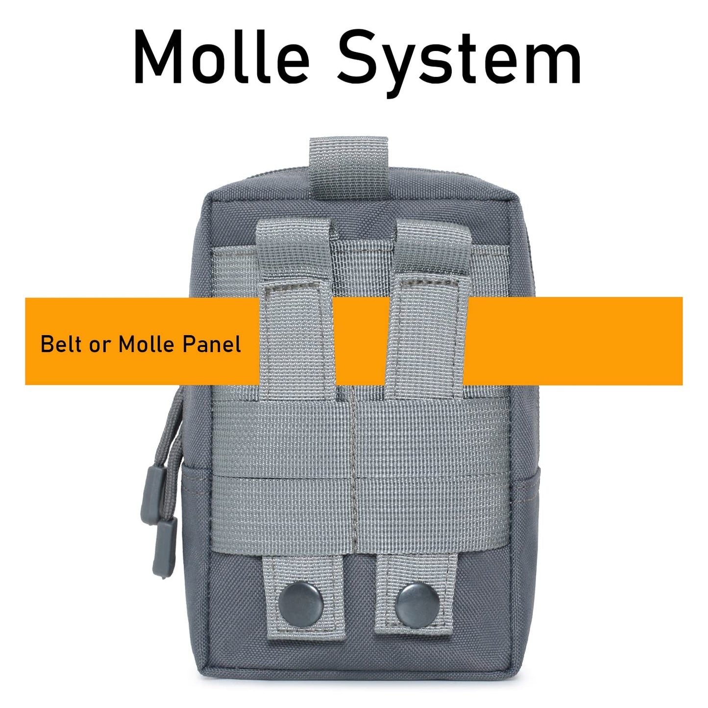 2 Pack Molle Pouches - Tactical Compact Water-Resistant EDC Pouch (Gray)