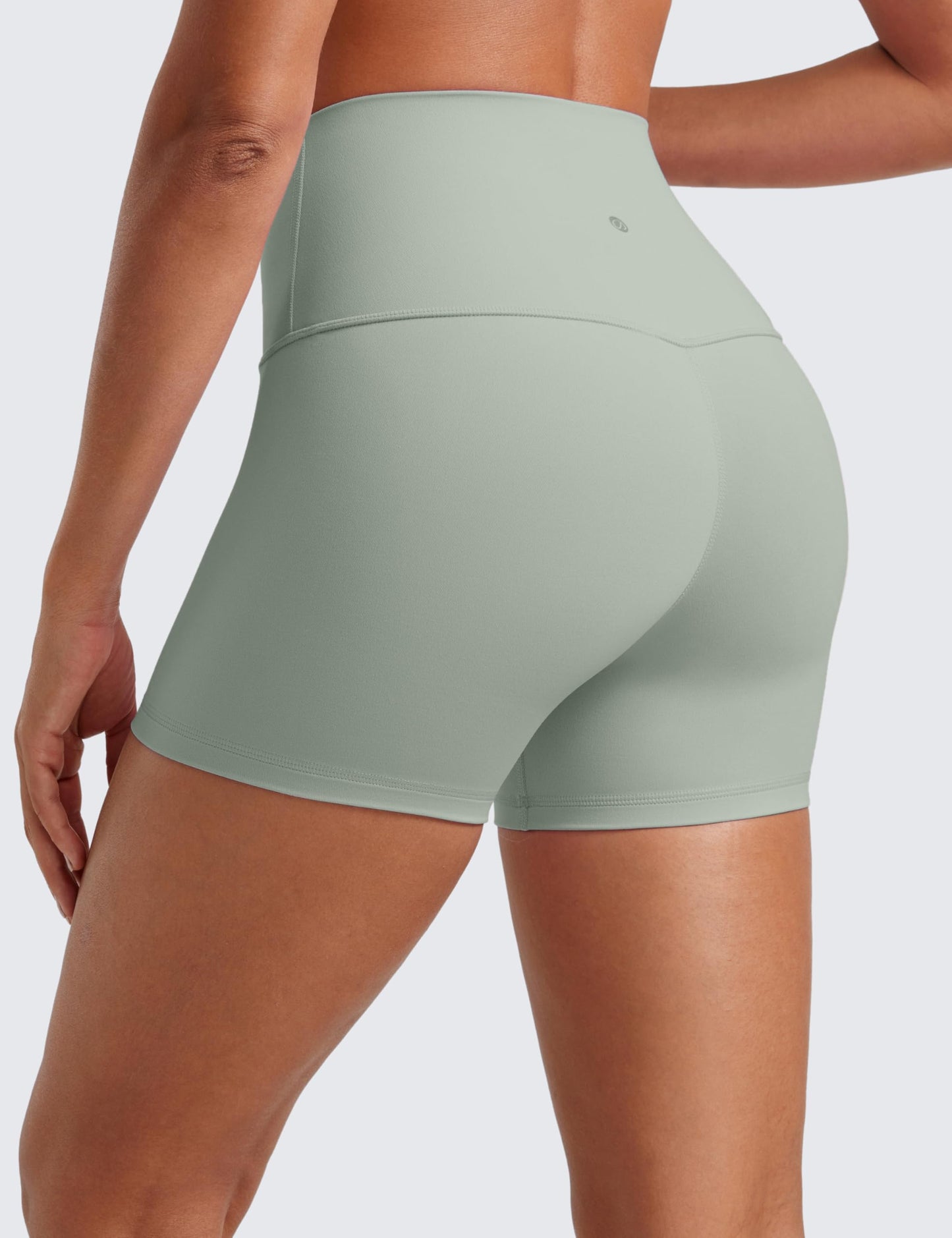 CRZ YOGA Butterluxe Biker Shorts 4'' - High Waisted Booty Workout Volleyball Yoga Womens Spandex Green Palm Court Small
