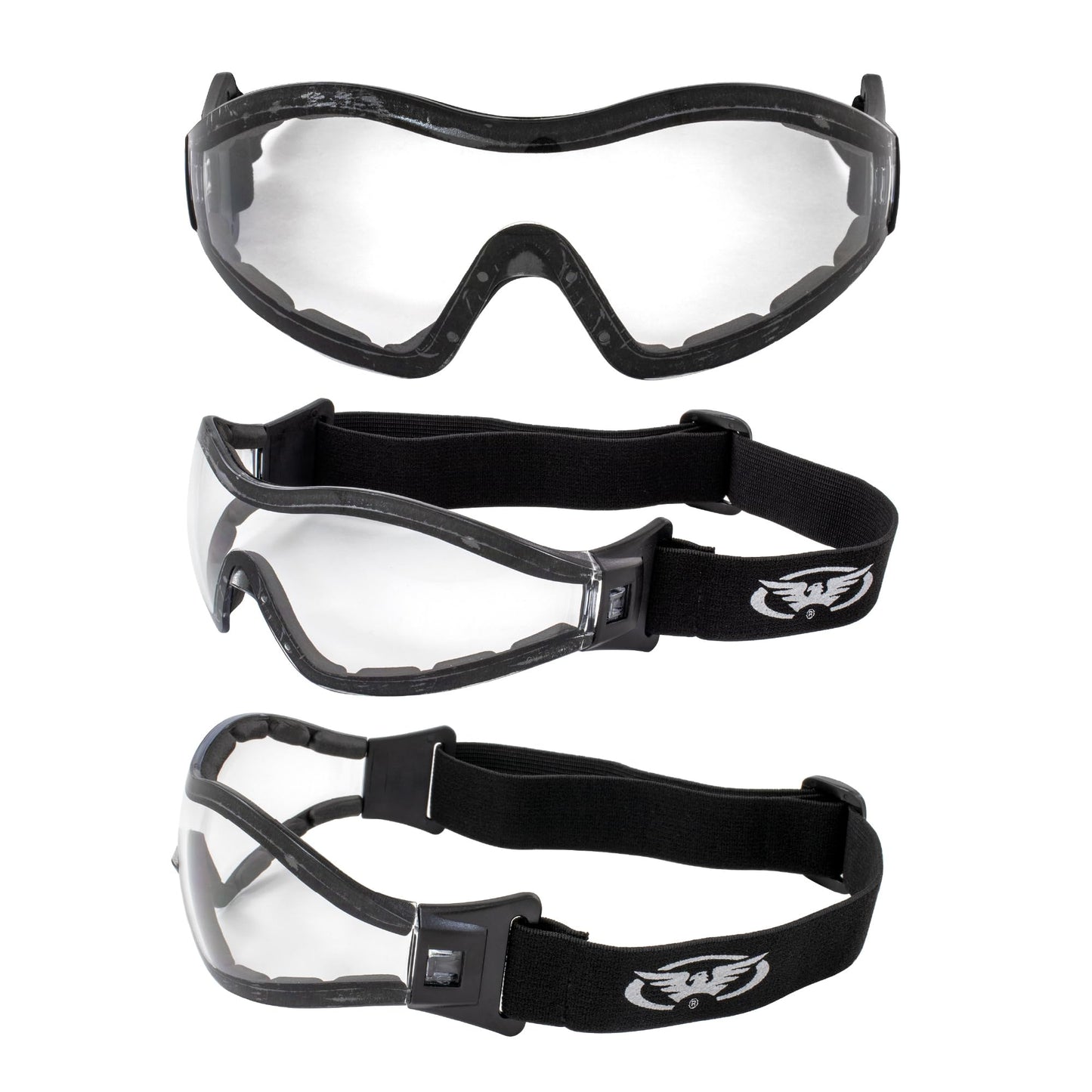 GV Z33 Motorcycle Skydiving Airsoft Goggle Low Profile Anti Fog Clear Lens Plus Storage Bag Global Vision