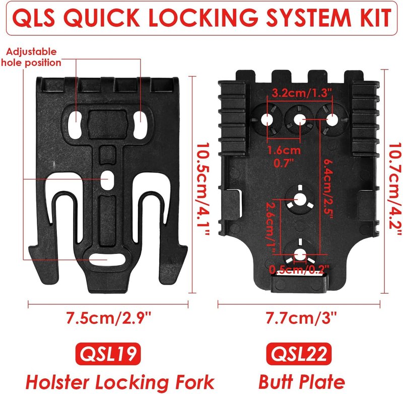 Tactical Holster Adapter Set - QLS Quick Locking Fork & Duty Receiver Plate Kit for Secure Gear Mounting