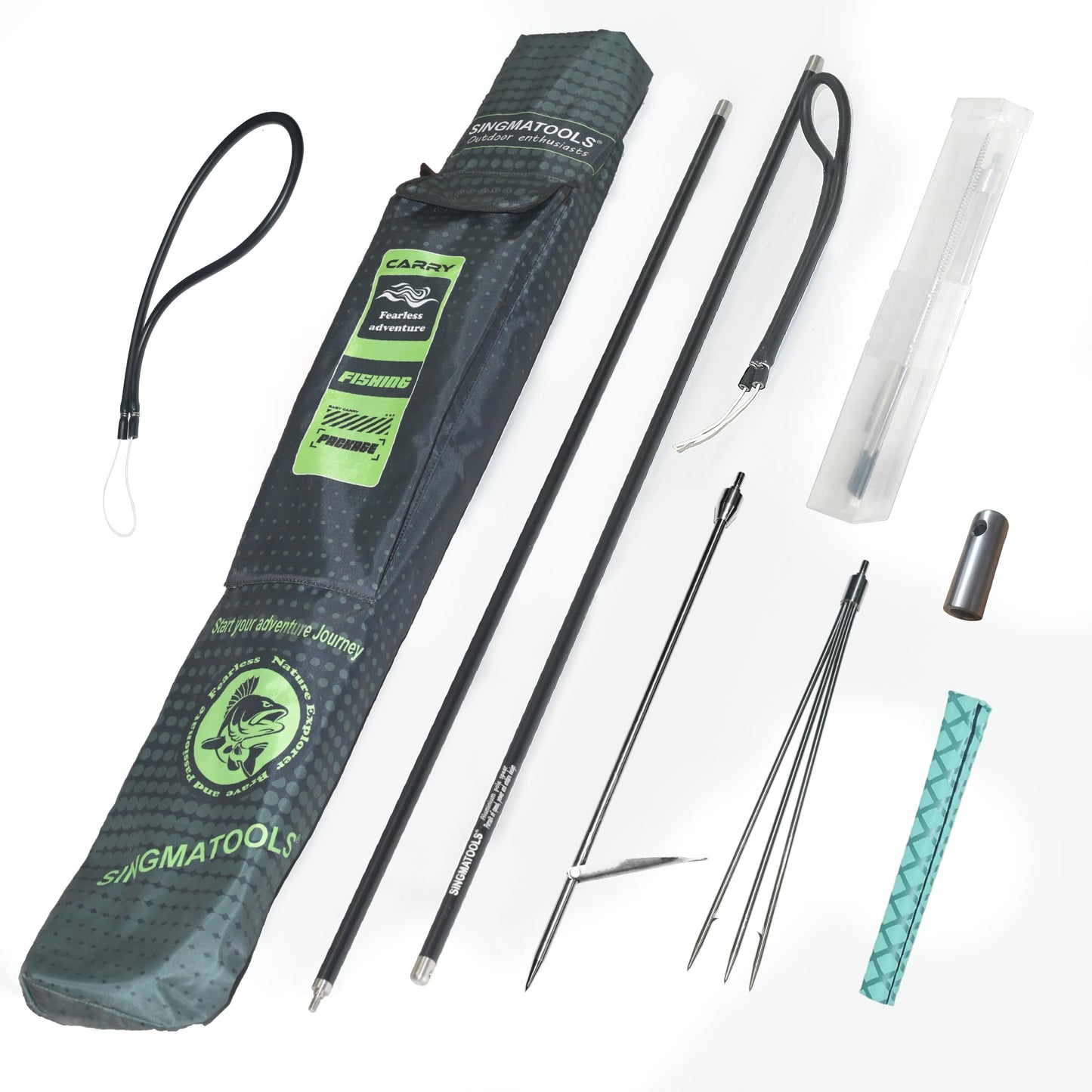 SINGMATOOLS Hawaiian Sling Fishing Spear 7ft Aluminum Pole Spear 3 Prong Sling Spear Fishing Equipment Snorkeling Scuba Diving Gear Polespears Harpoon for Fishing Kayak, Spearfishing, Freediving