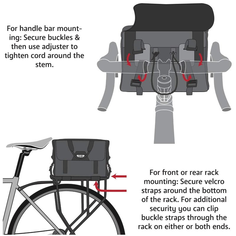 Two Wheel Gear - 4 in 1 Dayliner Box Bag (20 Liter) - Water Resistant Rolltop for Bike Handlebars, Rack Trunk or Basket with Shoulder Strap (Graphite Grey)
