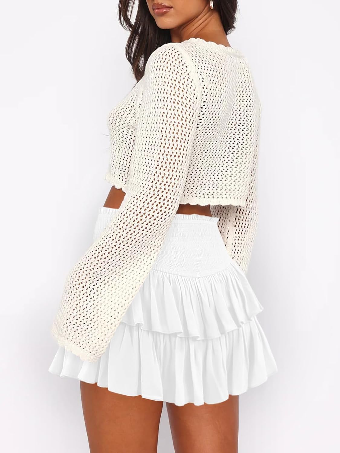 Ruffle Mini Skirt for Women - Casual Boho High Waist Tiered Tennis Skort | Flowy & Lightweight