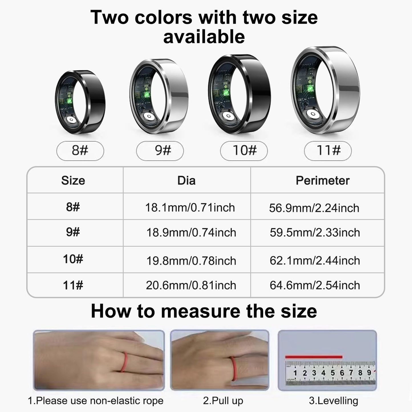 Smart Ring with Air Gesture Control, Health Tracker, 7-Day Battery, IPX8 Waterproof, Heart Rate & Sleep Monitor - Stylish Fitness Ring for Men & Women, Compatible with iOS/Android, Size 10,Silver