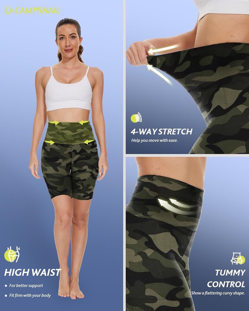 Biker Shorts for Women - High Waisted Spandex with Pockets | Tummy Control Gym & Yoga Shorts - 3"/5"/8" Sizes