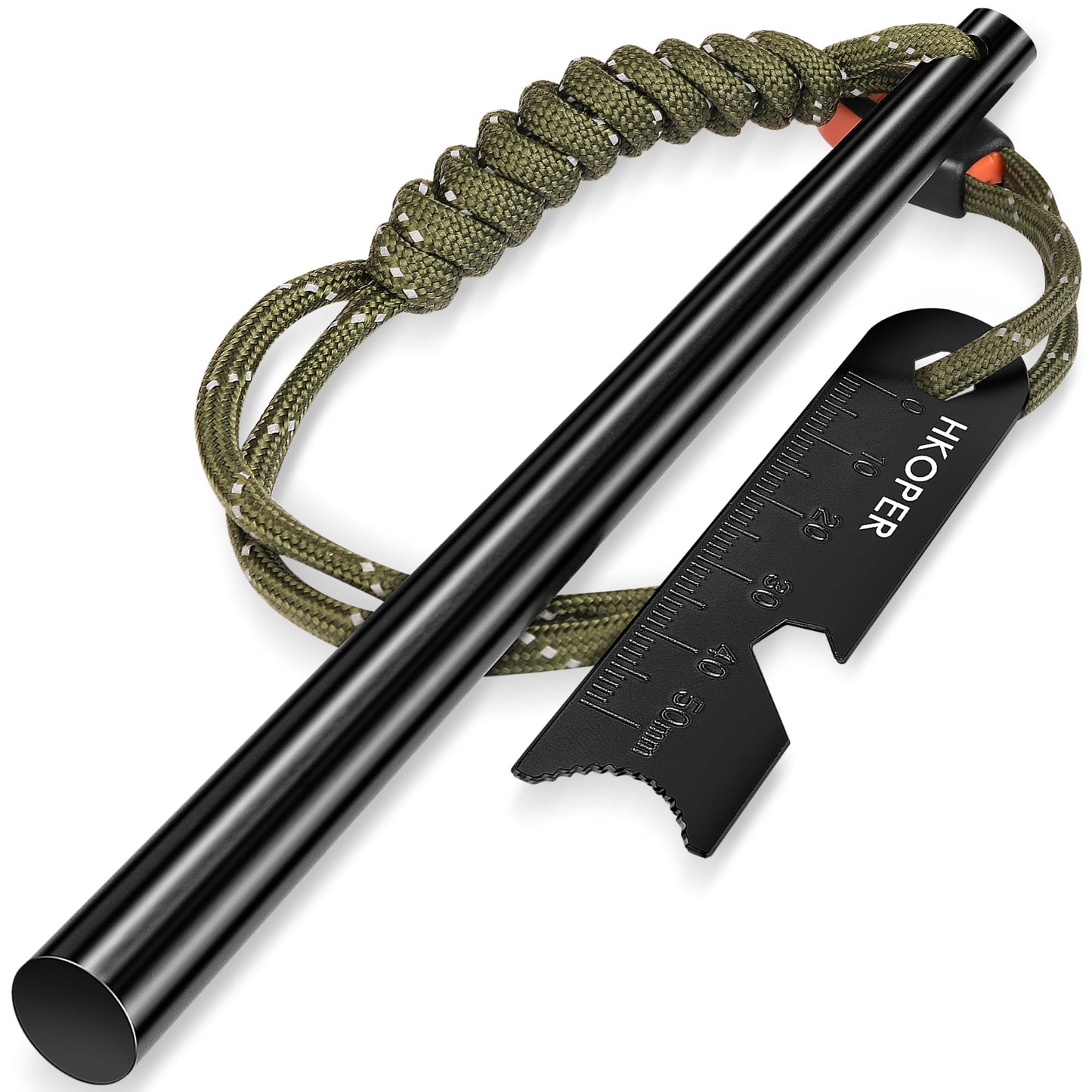 Hkoper Ferro Rod Fire Starter with Striker, Flint and Steel Fire Starter, 6" x 3/8" Survival Tool, 15,000+ Strikes, Large Sparks in Any Weather, Camping Hiking Bushcraft Gear