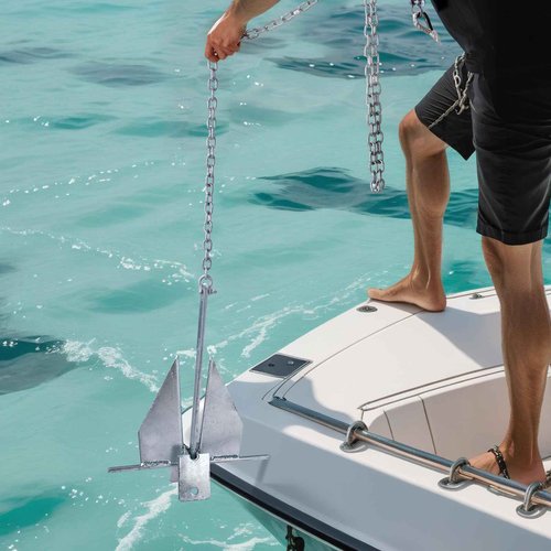 VEVOR Fluke Style Anchor Kit, 13 LBS Hot-Dipped Galvanized Steel Fluke Anchor with 7.9' Chain, 101' Rope and Two 0.4" Shackles, Marine Boat Anchor for Small Vessels Under 30', Seas, Rivers and Shores