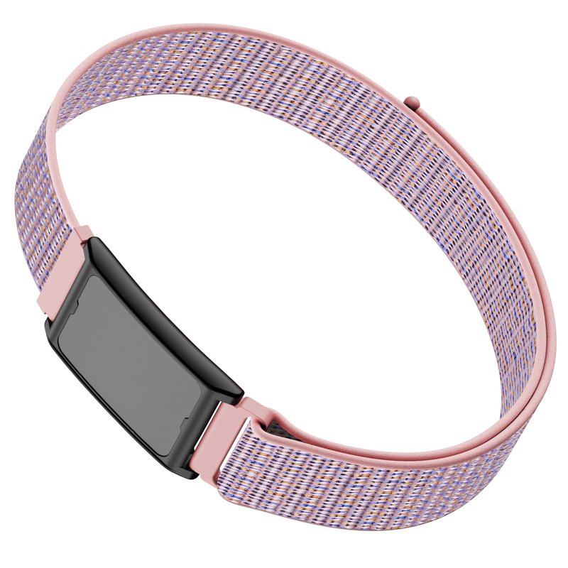 Vigamen Sport Band and Frame Compatible with Amazfit Helio Strap Fitness Tracker,Nylon Loop Replacement Bands with Case for Arm/Ankle Wearing,Adjustable Bicep Wristband for Women Men,Pink Sand