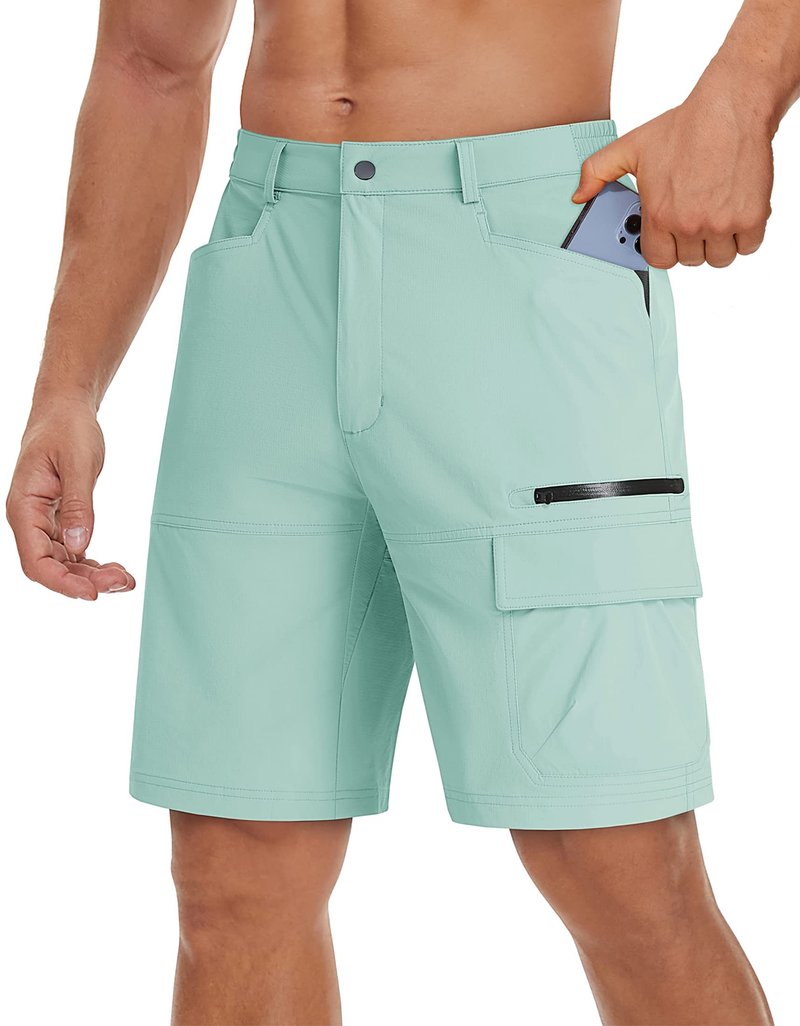 TACVASEN Mens Shorts 10" Dress Golf Outdoor Lightweight Quick Dry Summer Casual Fishing Travel Shorts with Zipper Pockets Lake Blue 30