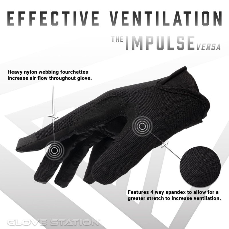 Glove Station The Impulse Versa Gloves for Men as Touchscreen Compatible Suede Leather Gloves for Outdoor, Field, Airsoft, Work & Motorcycle Use - Black, M