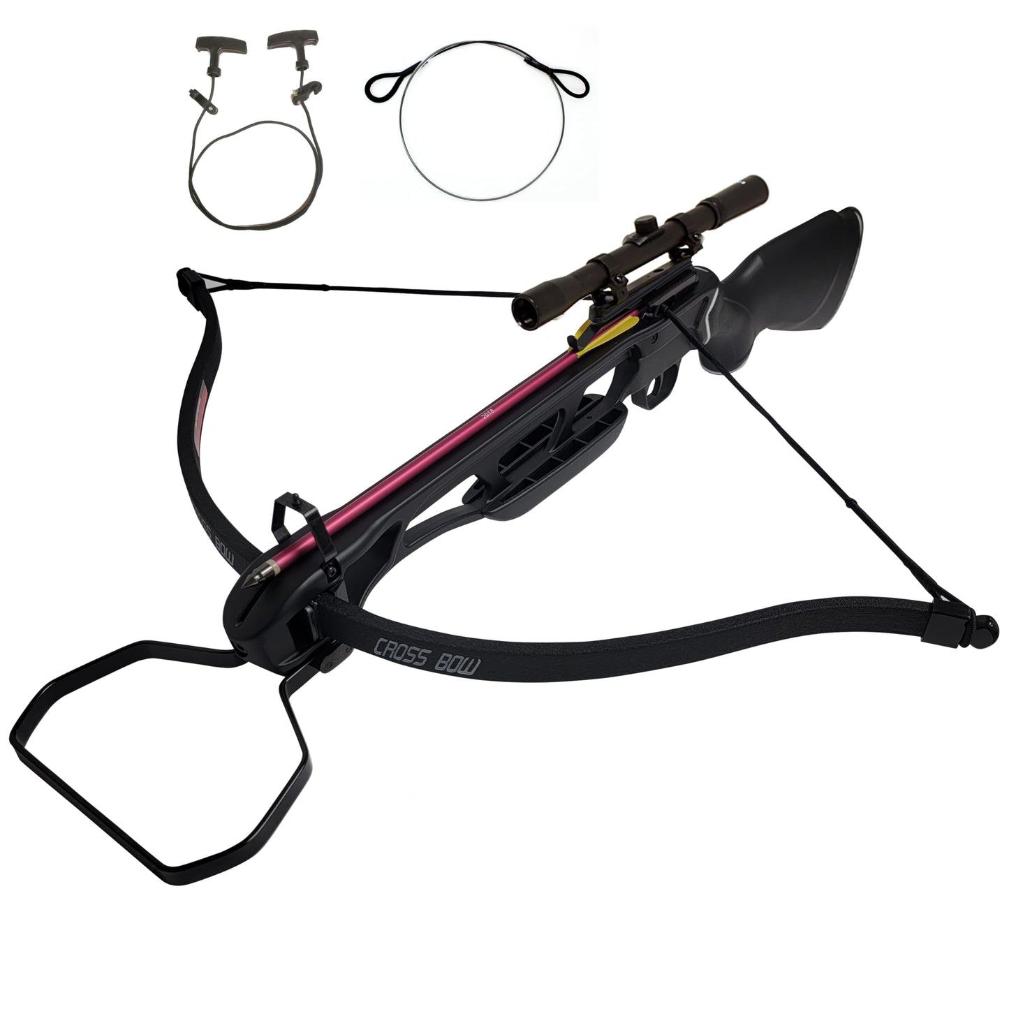 SAS Manticore 150lbs Crossbow with Scope, Extra Arrows and Rope Cocking Device (Black)