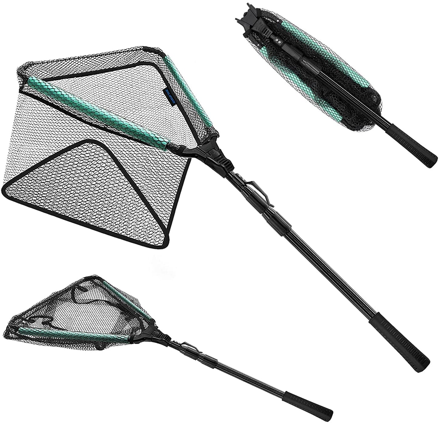 KOMCLUB 98in Black Floating Landing Net, Folding Telescoping Fishing Net‌