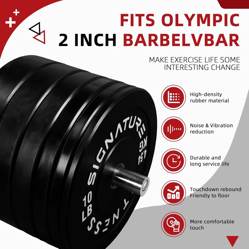 2-Inch Olympic Bumper Weight Plates Set - 180 LB with 7FT Barbell | Colored Weight Plates for Home Gym