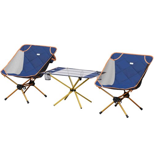 Outsunny 3 Piece Compact Camping Folding Chair, Padded Outdoor Chair with Portable Carry Bag, Easy Set Up, for Hiking Fishing Trip Beach