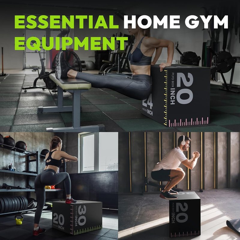 3-in-1 Plyometric Box - Jumping Exercise Equipment with Non-Slip Surface for Home Gym | Pro-Duty HIIT Foam Trainer