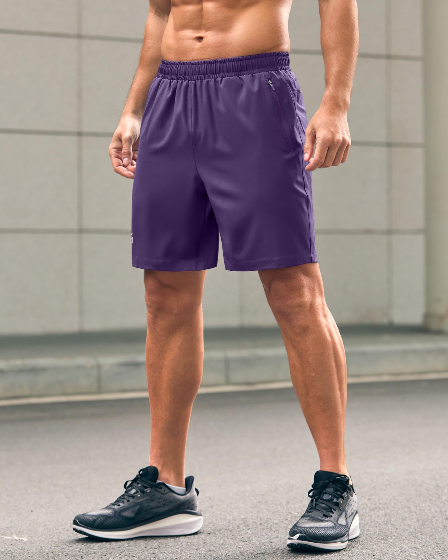 Men's Athletic Running Shorts with Zipper Pockets Quick Dry 7"/ 5"/ 9" Workout Gym Shorts for Basketball Hiking(Purple,7XS)