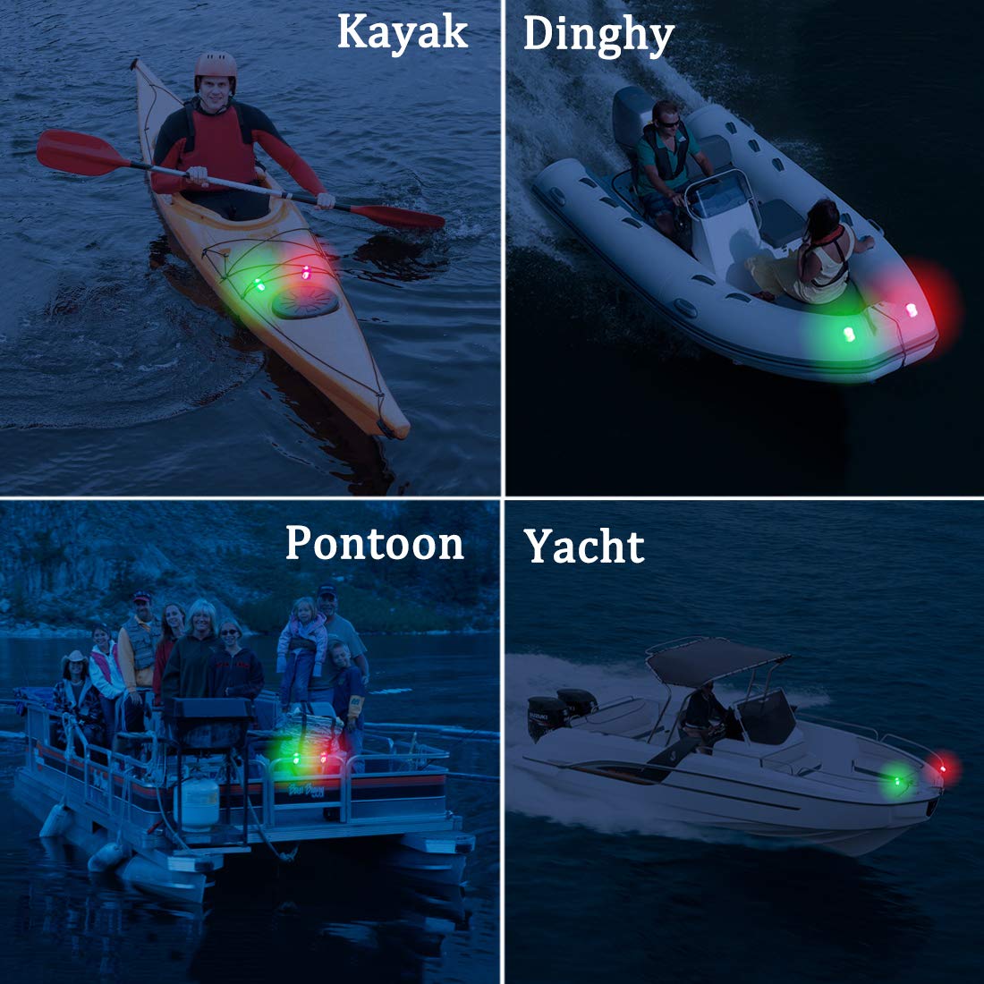 Botepon Marine Boat Bow Lights, Red and Green Led Navigation Lights, Kayak Accessories, Marine Safety Lights Battery Operated for Boat Pontoon Kayak Yacht Motorboat Vessel Dinghy Catamaran