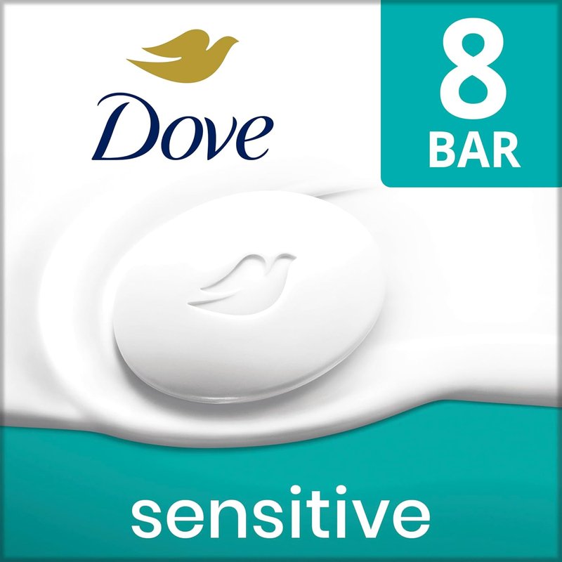 Dove Beauty Bar Soap for Sensitive Skin - Fragrance-Free & Hypoallergenic | 3.75 oz, 8 Bars
