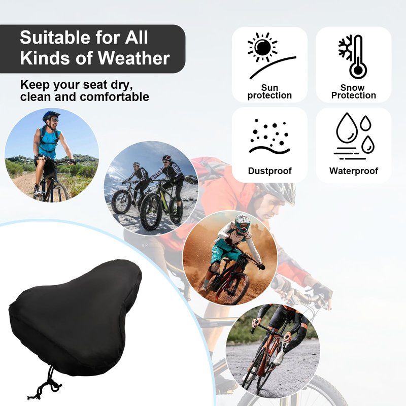 Miruchertter 2 PCS Bike Seat Cover Waterproof Bike Saddle Cover Bicycle Seat Rain Cover with Drawstring Bike Cushion Seat Protector for Rainproof Dustproof