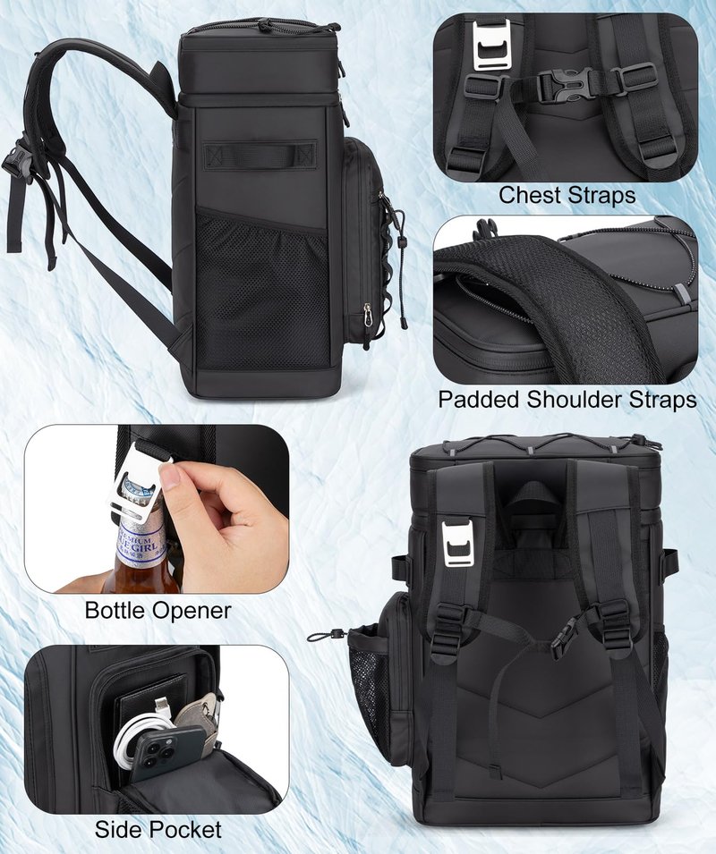 Jornova Insulated Cooler Backpack, 35L Leakproof Backpack with Double Compartments for Men & Women, Large Lunch Cooler for Camping, Beach, Travel, Picnic, Up to 48 Cans