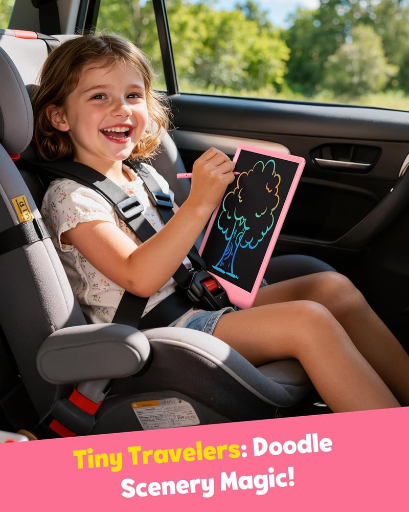 LCD Writing Tablet for Kids - 10-Inch Mess-Free Doodle Board | Travel Toy for Boys & Girls (Pink)