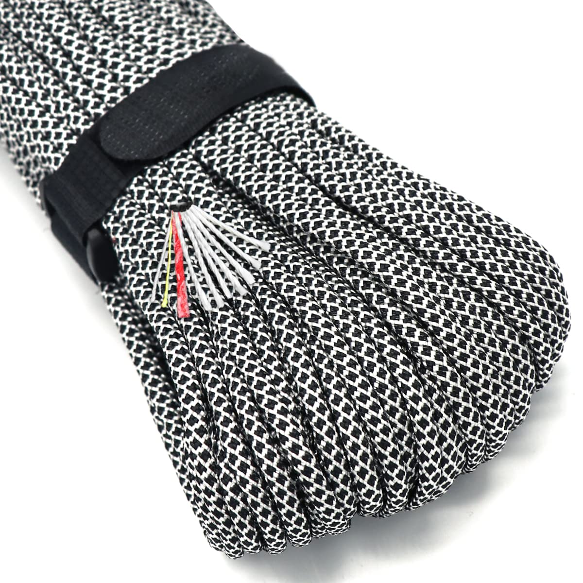 PSKOOK Survival Paracord Parachute Fire Cord Survival Ropes Red Tinder Cord PE Fishing Line Cotton Thread 7 Strands Outdoor 20, 25, 100 Feet (Black Diamond, 100)