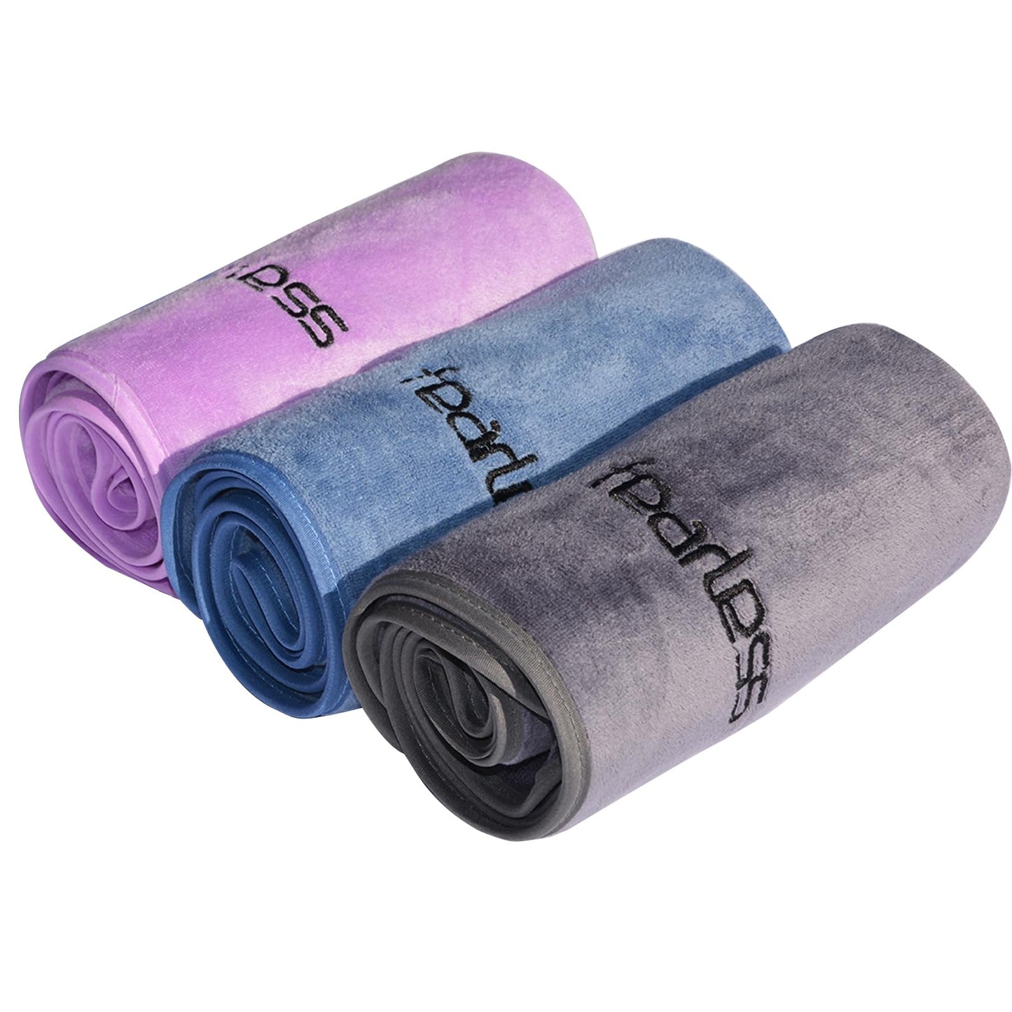 Wuwahold Microfiber Gym Towels for Exercise Fitness, Sports, Workout, 380-GSM 15-Inch x 31-Inch Bath Towels (3 Pack, Grey+Blue+Purple)