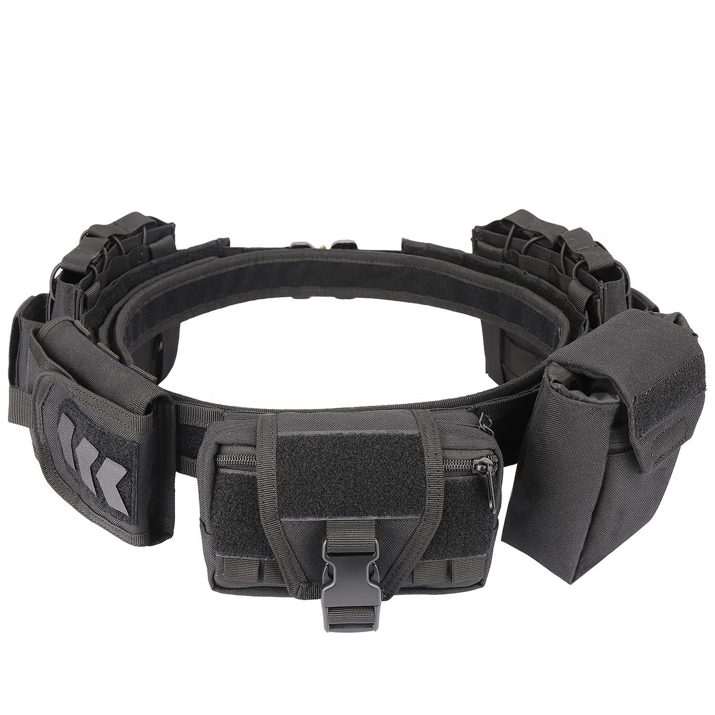 YAKEDA Tactical Duty Law Enforcement Police Utility Belt With Pouches 7 in 1 (Black)