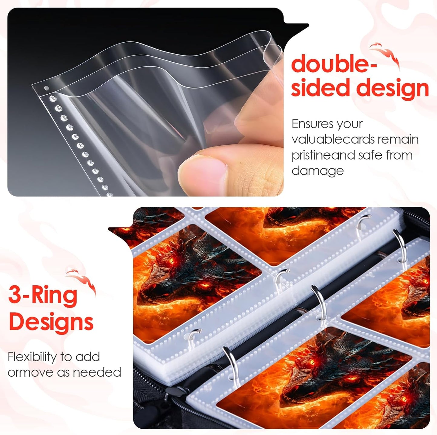 Trading Card Binder - Waterproof PU 400-Pocket Holder | Portable Zippered Album for MTG/TCG Collectibles