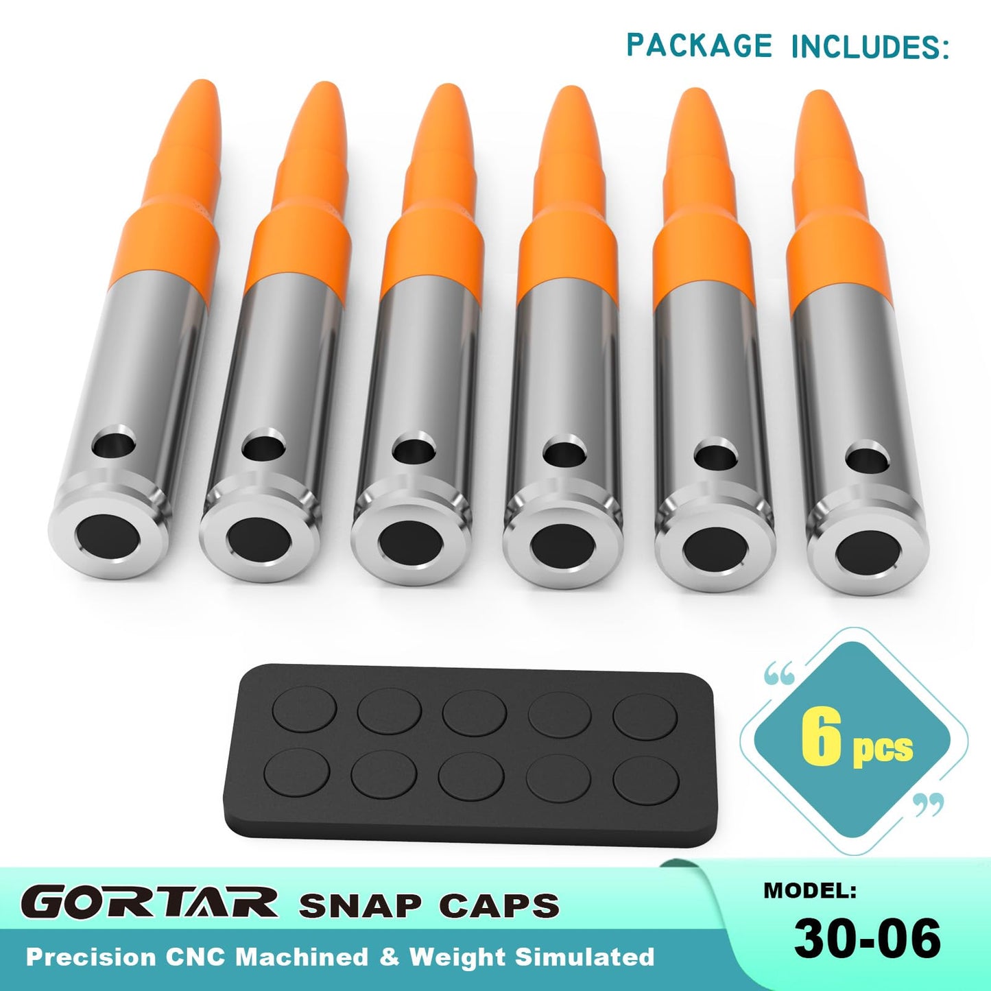 GORTAR 3006 Snap Caps Training Dummy Rounds Practice Safe Loading Firing Close to Real Weight -6 Pcs
