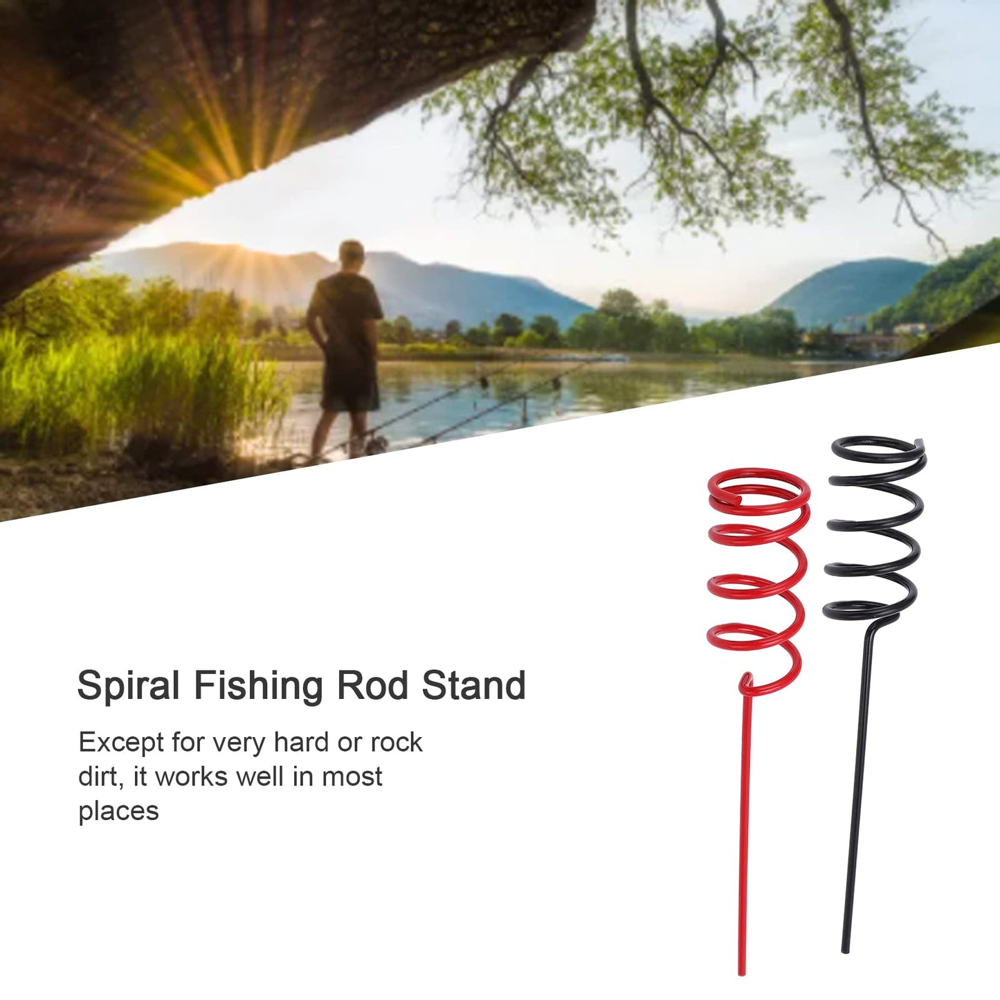 Spiral Rod Holder, Sea Fishing Rod Holder for Boat Rail ¨C Durable Black and Red Pair (Sold in Pairs: Black and Red)