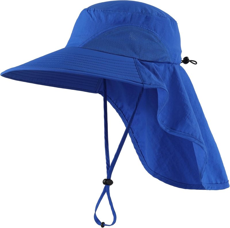Outdoor UPF50+ Sun Hat - Wide Brim Mesh Fishing Hat with Neck Flap | Lightweight & Breathable