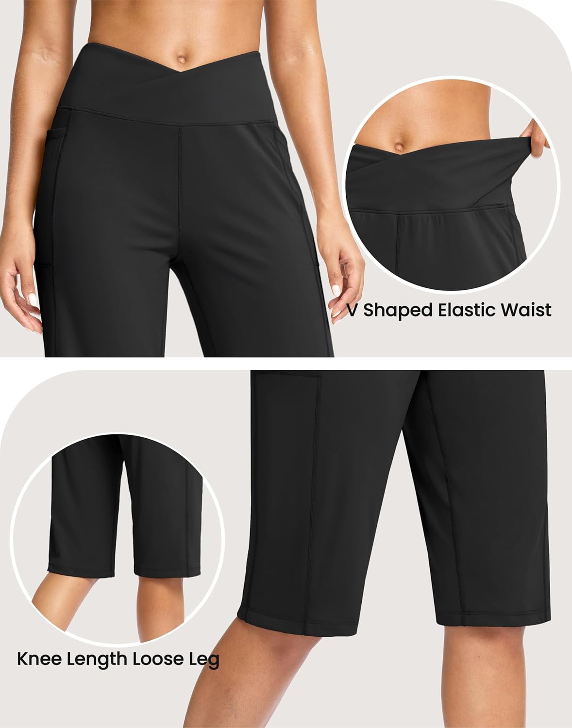 Women's High Waisted Bermuda Athletic Shorts - 14" Knee Length, Stretch Fabric, Pockets | Casual Summer Wear
