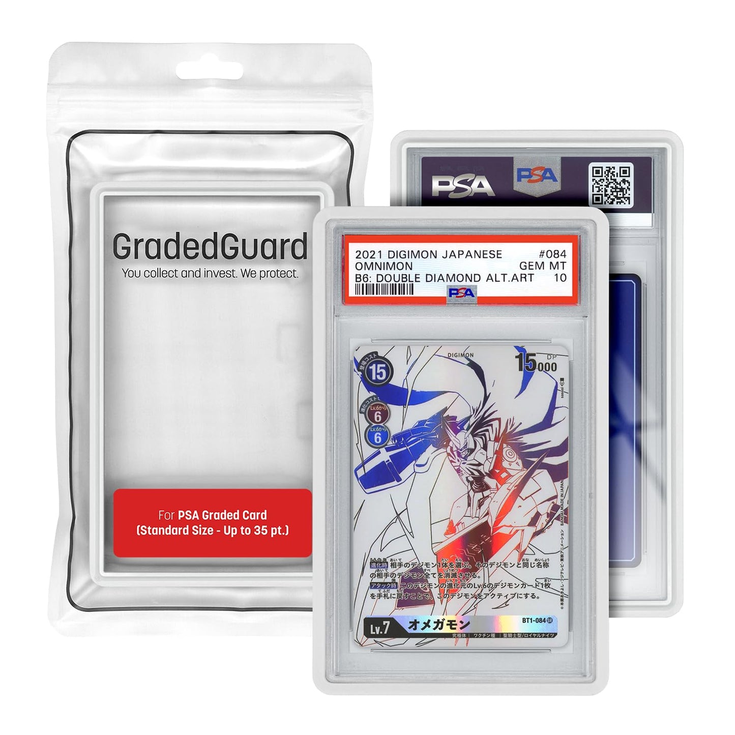GradedGuard PSA Card Slab Protector Case, Standard PSA Size, Impact Resistant TPU Holder, Drop & Scratch Proof Frame for Graded Sports TCG Collectible Trading Cards. (White)