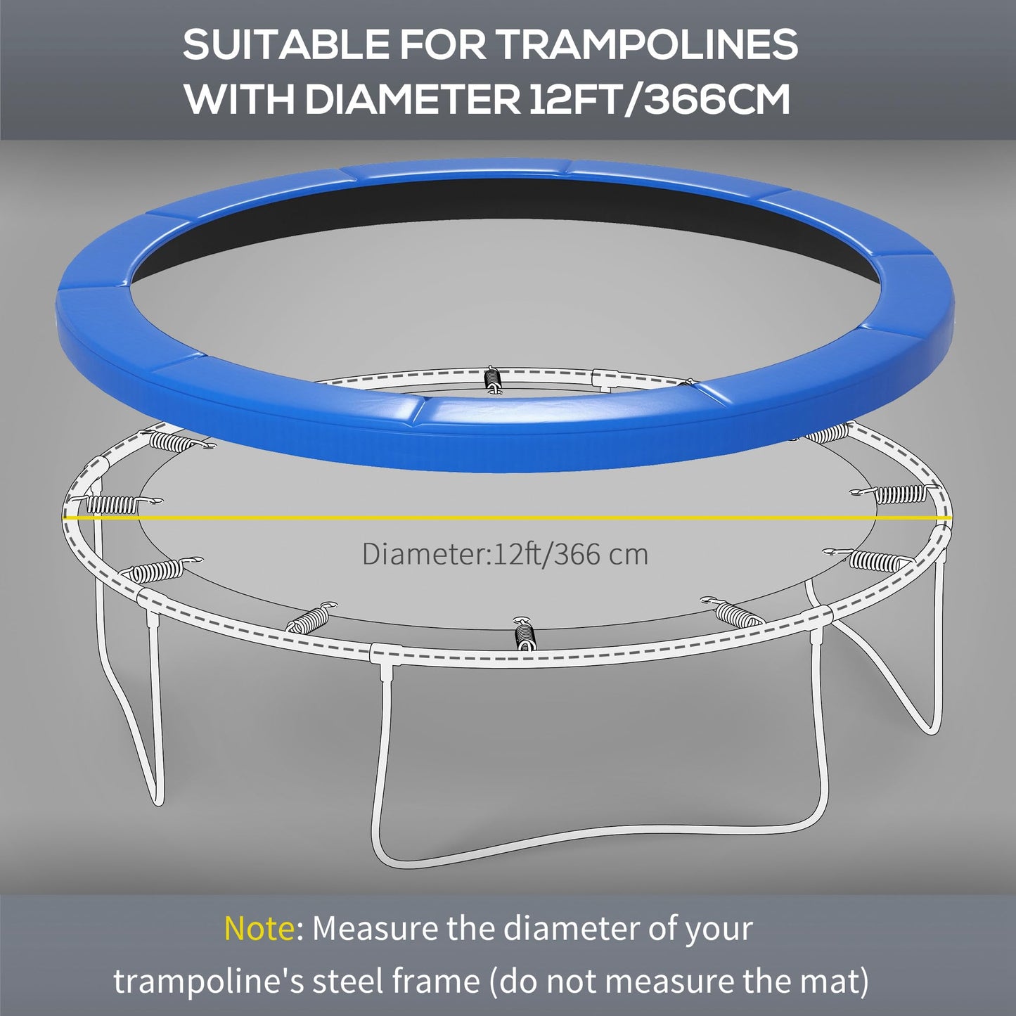 Soozier 12FT / 14FT Trampoline Spring Cover No Holes for Pole