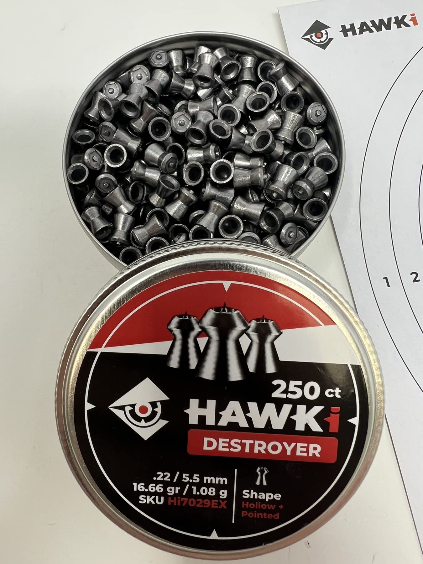 Hawki Airgun Pellets -.177/4.5mm Caliber (8.18 gr/0.53 g) 500 ct Hi7027EX Hollow + Pointed