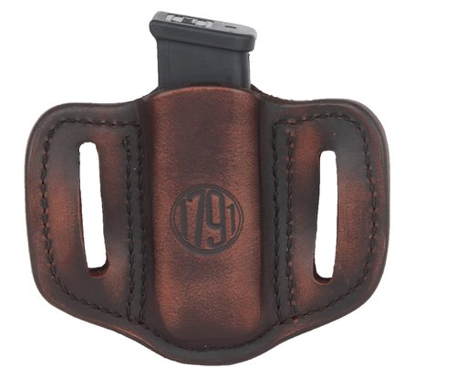 1791 GUNLEATHER Single Mag Holster for Double Stack Mags, OWB Magazine Pouch for Belts Available in Stealth Black, Classic Brown, Black & Brown and Signature Brown (Vintage Brown)