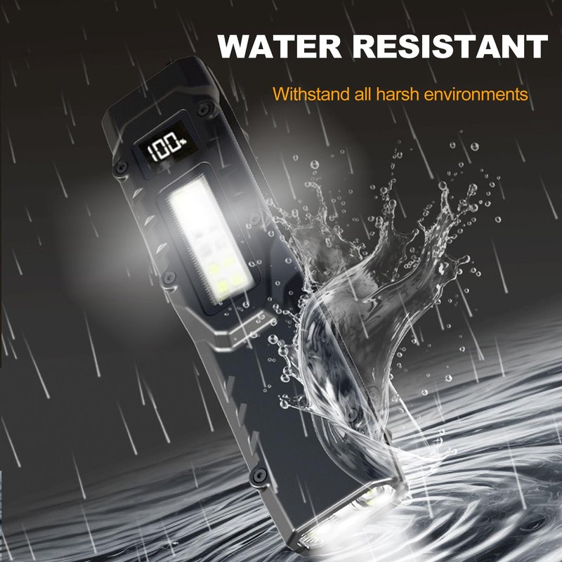 Tileon Tactical Flashlight, High Lumens EDC Flashlight with Digital Display, USB-C Rechargeable Flat Flashlight, Dual Switches & Side Light Small Pocket Flashlight for Camping,Hiking,Emergency