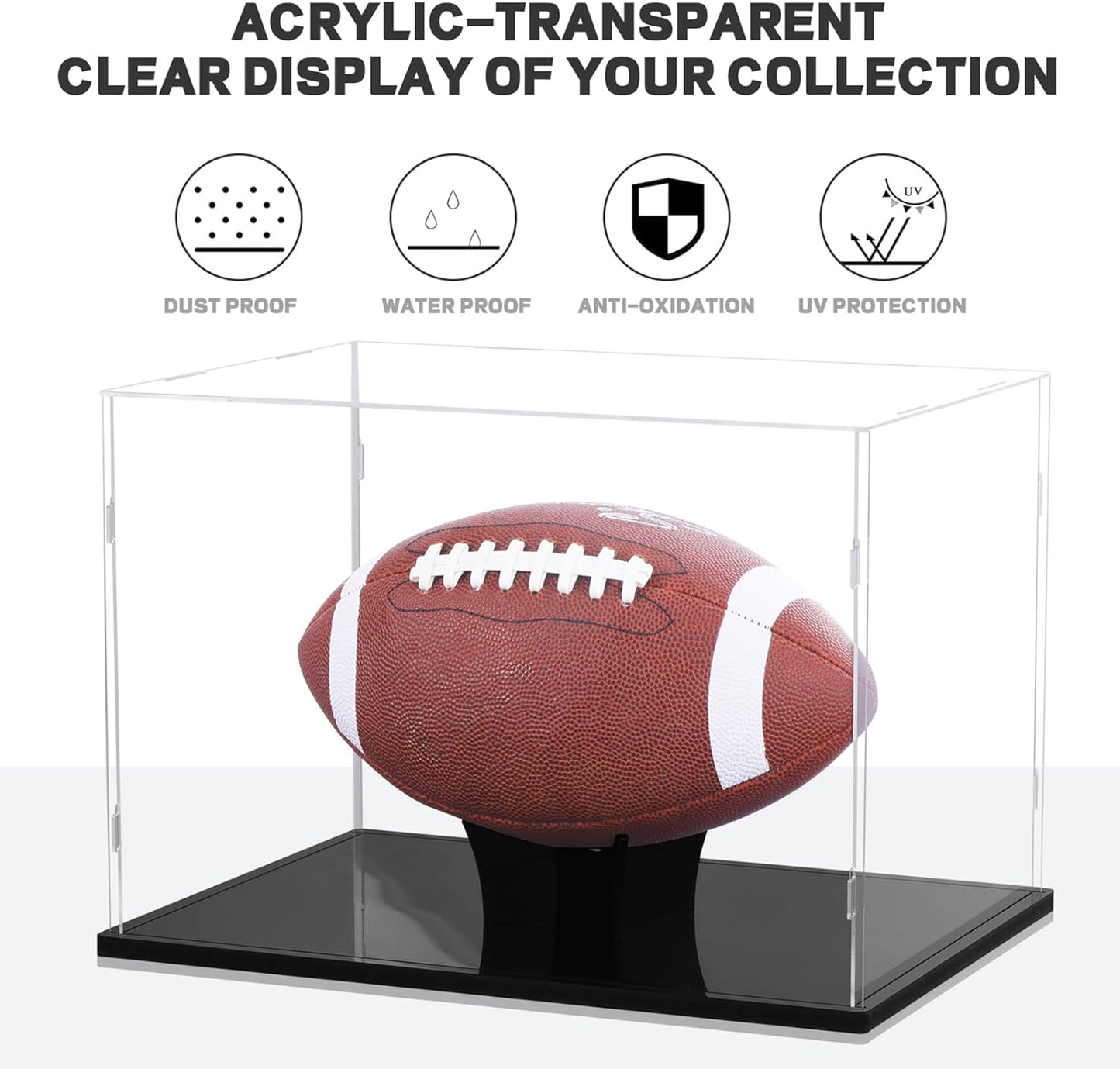 Football Display Case - Full Size Acrylic UV Protected Box for Autographed Memorabilia | Perfect for Collectors