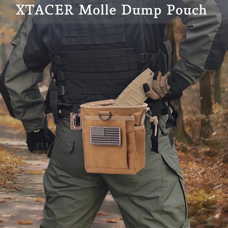 XTACER Tactical Molle Dump Pouch - Versatile Military Storage Bag for Magazines & Ammo | Durable Utility Belt Accessory