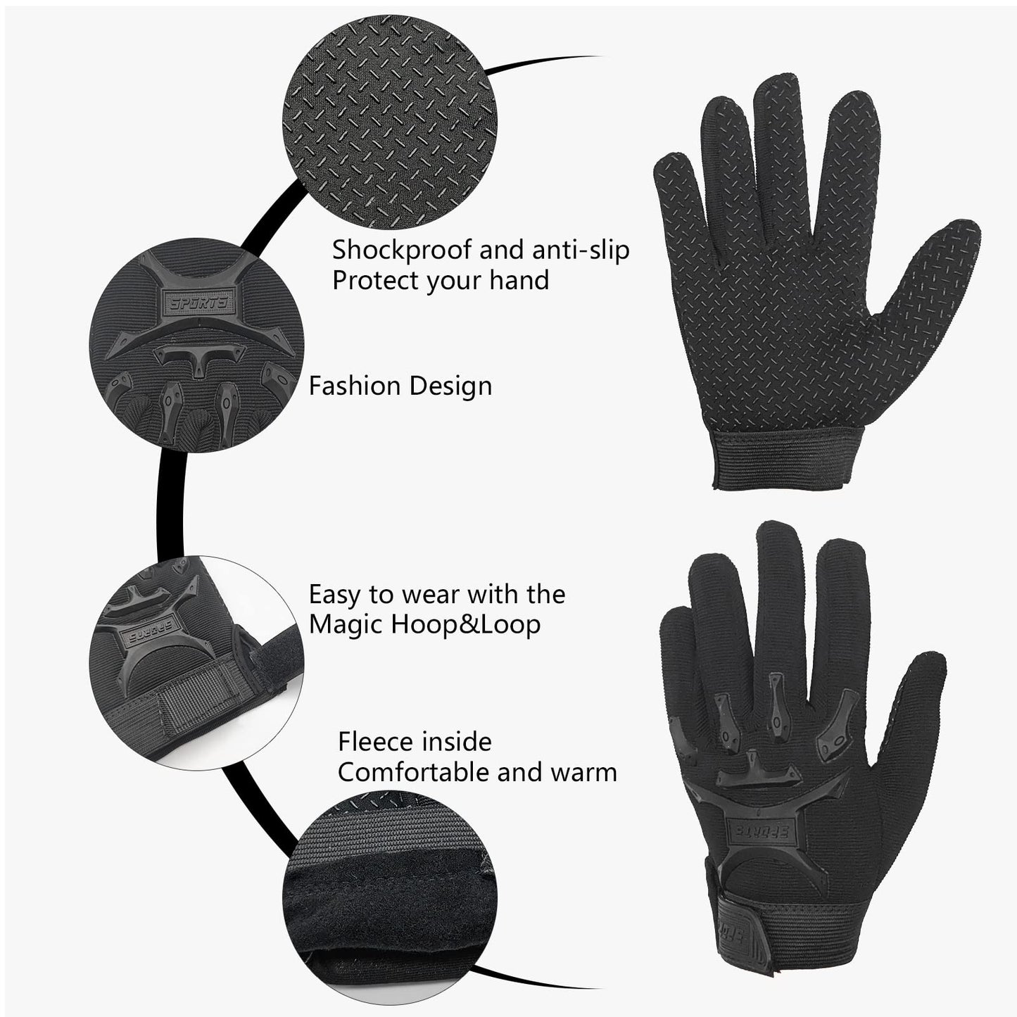Long Keeper Kids Cycling Tactical Gloves – Boys Sport Climbing Fishing Gloves Anti Slip Full Finger Gloves