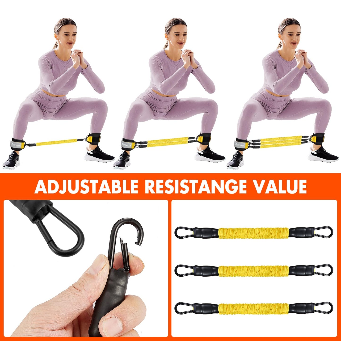 Ankle Resistance Bands with Cuffs, Ankle Bands for Working Out, Glutes Workout Equipment, Butt Exercise Equipment for Kickbacks Hip Fitness Training, Legs Resistance Bands for Women & Men