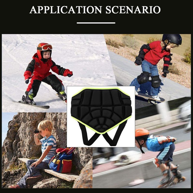 FILFEEL Protective Butt Pad, Children Extreme Sports Hip Pad Hockey Ski Snow Boarding Skate Hip Mat Padded Impact Shorts (Children Under 12 Years Old)