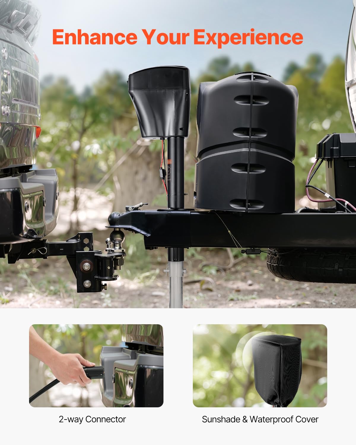 VEVOR Electric Trailer Jack, 5000 lbs, Heavy Duty RV Electric Power Tongue Jack with 2 Way Connector, Manual Crank Handle & Weatherproof Jack Cover, 10"-28.3" Lift, for RVs, Trailers & Campers, Black