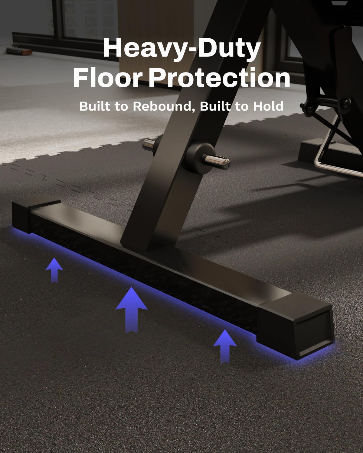 AIRHOP 0.56in Thick 24 Sq Ft Exercise Equipment Mats, 6 Tiles Upgraded Rubber Top with High Density EVA Foam, Large Interlocking Puzzle Gym Flooring for Home Gym, Heavy Weight Workout,Black